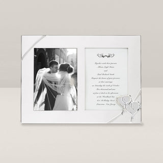 Lenox True Love Double Invitation Frame, silverplate/stamped steel