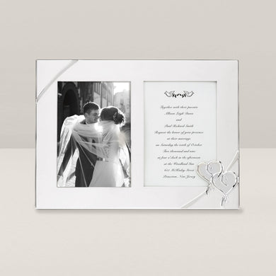Lenox True Love Double Invitation Frame, silverplate/stamped steel