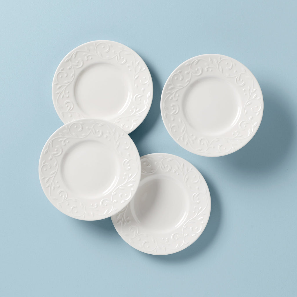 Lenox Opal Innocence Carved 4-Piece Plate Set, porcelain