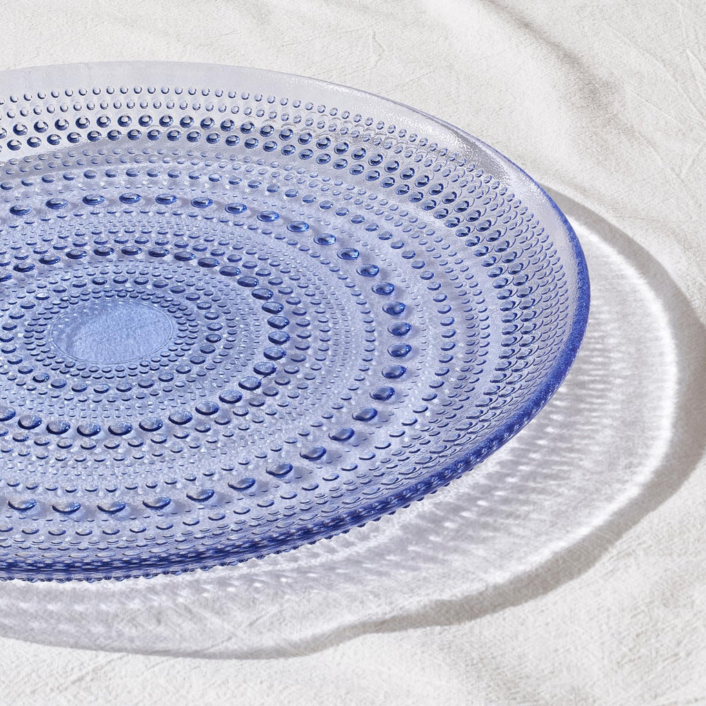 Blue Glass Hobnail Dinner Plates Set of 4 – Vintage Decorative Charger Plates for Home Dining