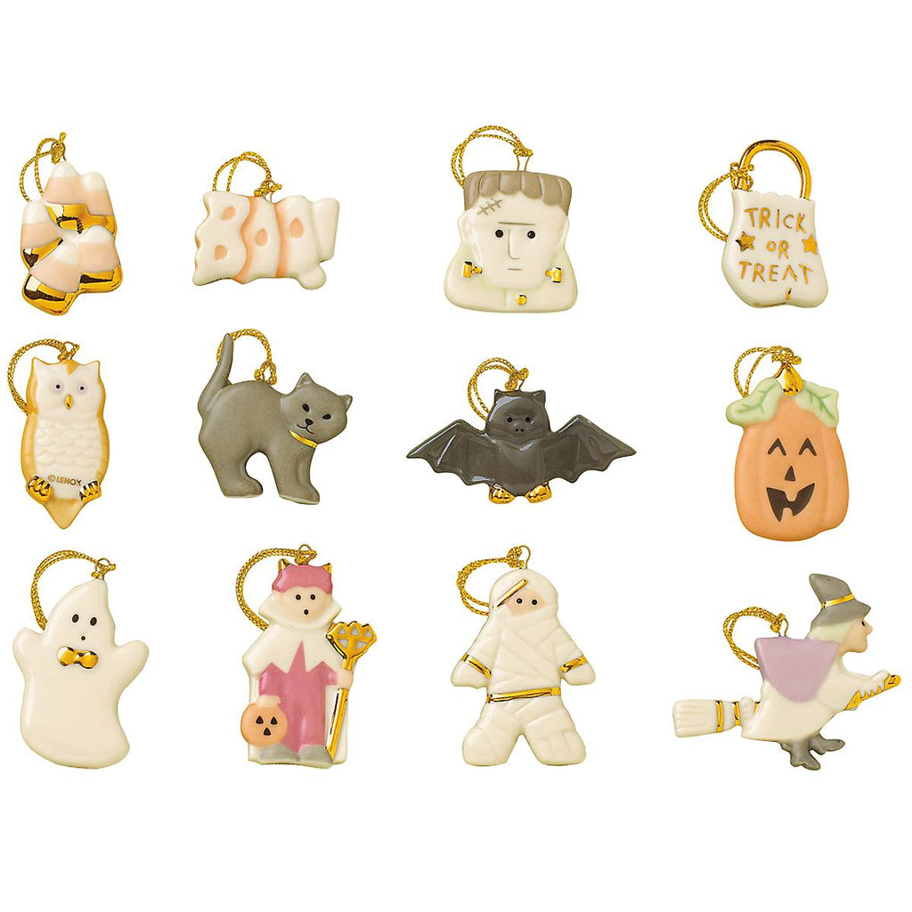 Lenox Trick or Treat 12-Piece Mini Ornament Set, porcelain (view 4)
