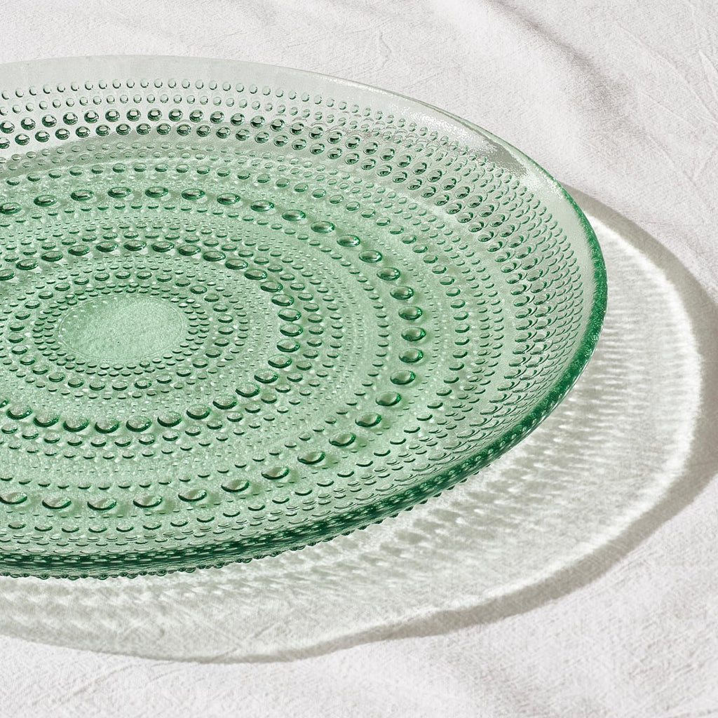Green Glass Hobnail Dinner Plates Set of 4 – Vintage Textured Charger Plates for Dining Table