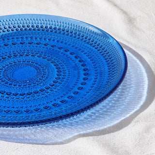 Dark Blue Glass Hobnail Dinner Plates Set of 4 – Elegant Textured Charger Plates for Dining Table