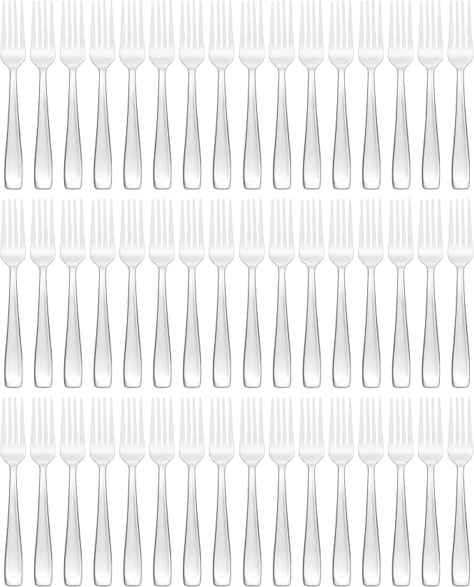 Cambridge Bourne Satin Mirror Dinner Fork 48 Piece in PDQ, stainless steel