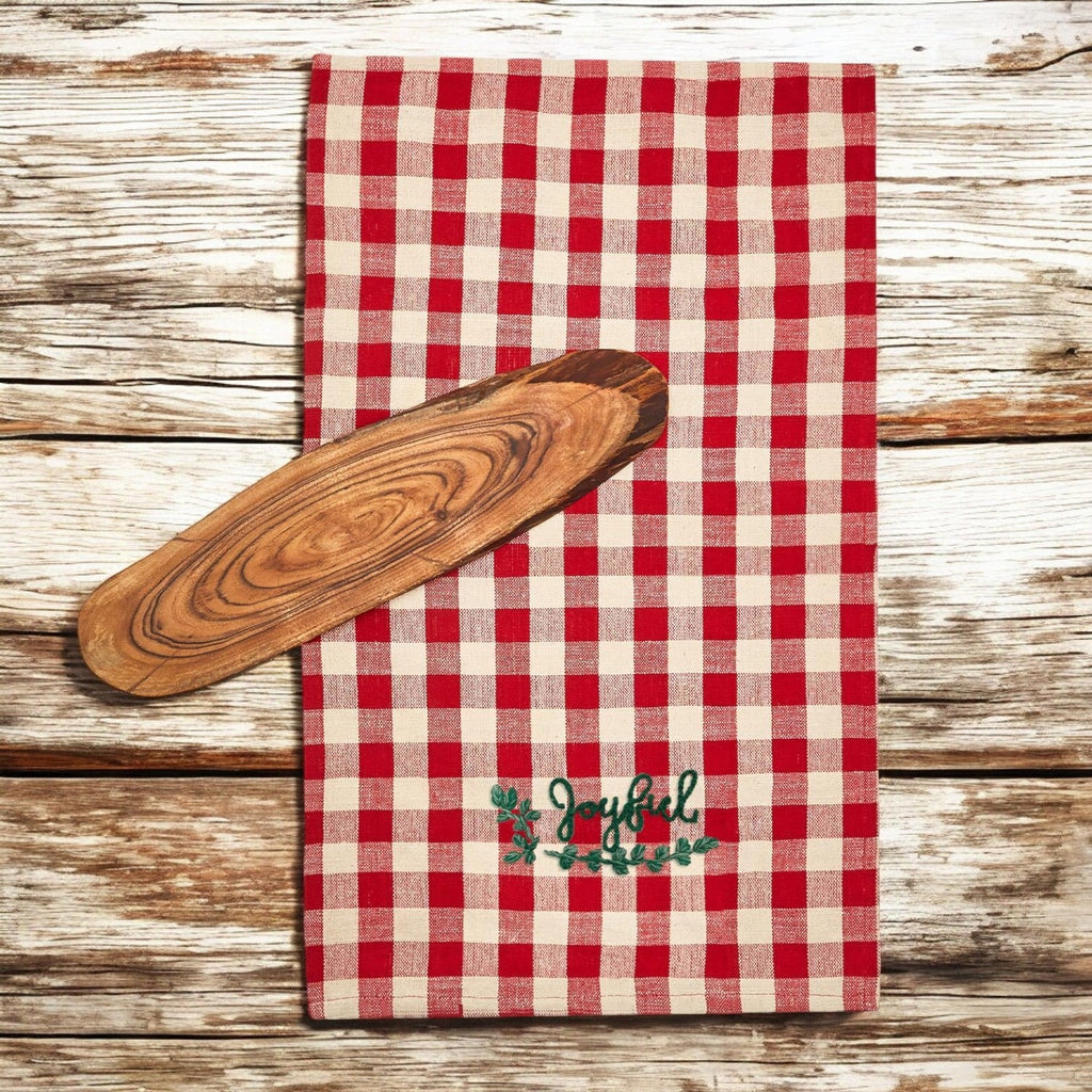 Holiday Charcuterie Board & Tartan Kitchen Towel Set – Merry or Joyful