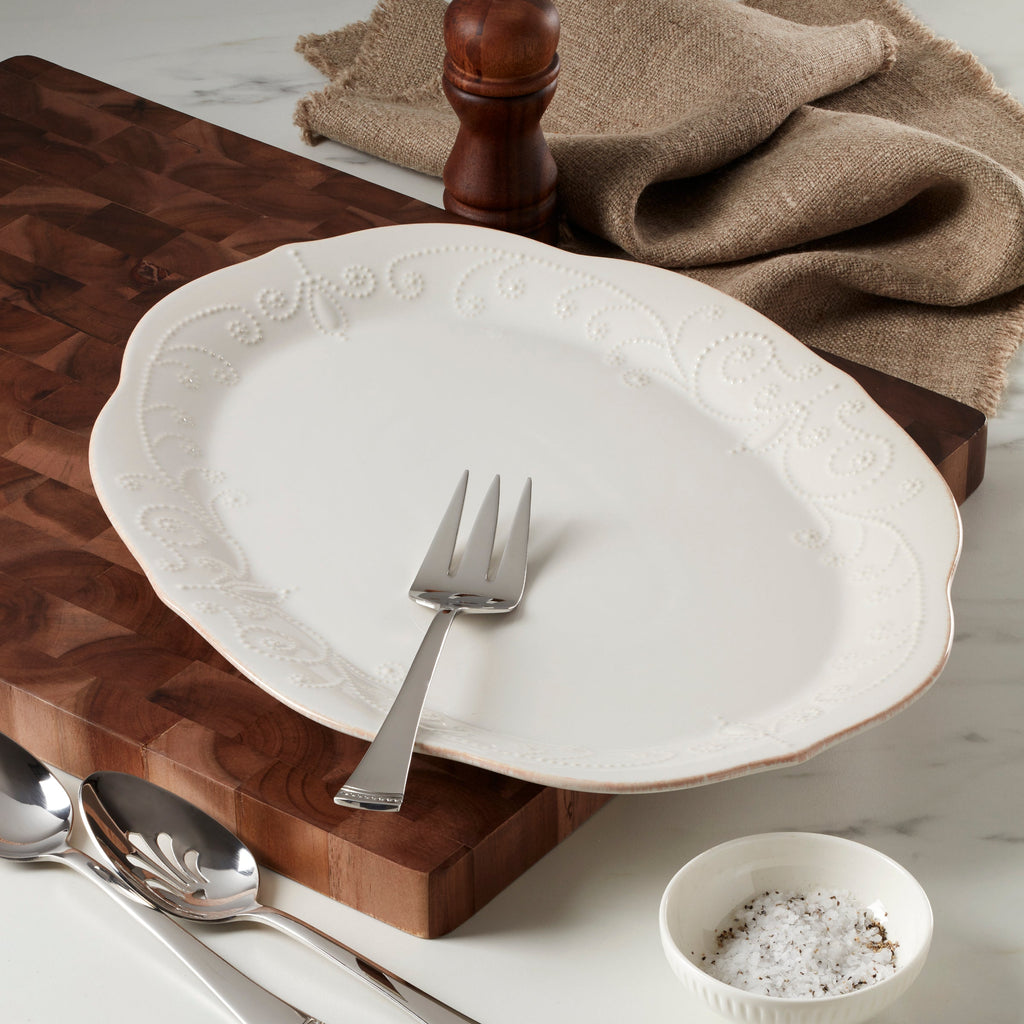 Lenox French Perle White Oval Serving Platter, stoneware (view 3)