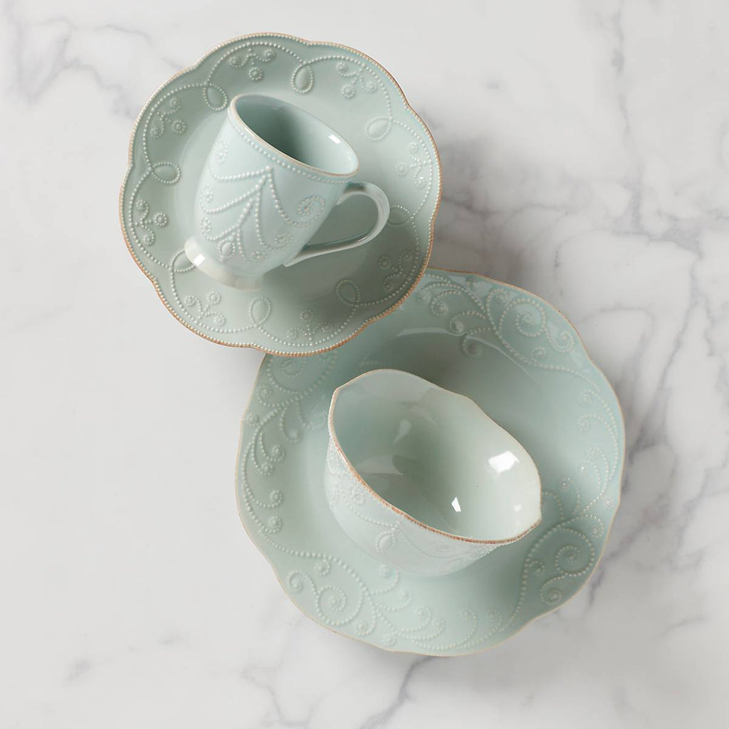 Lenox French Perle Ice Blue 4-Piece Place Setting, stoneware