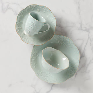 Lenox French Perle Ice Blue 4-Piece Place Setting, stoneware