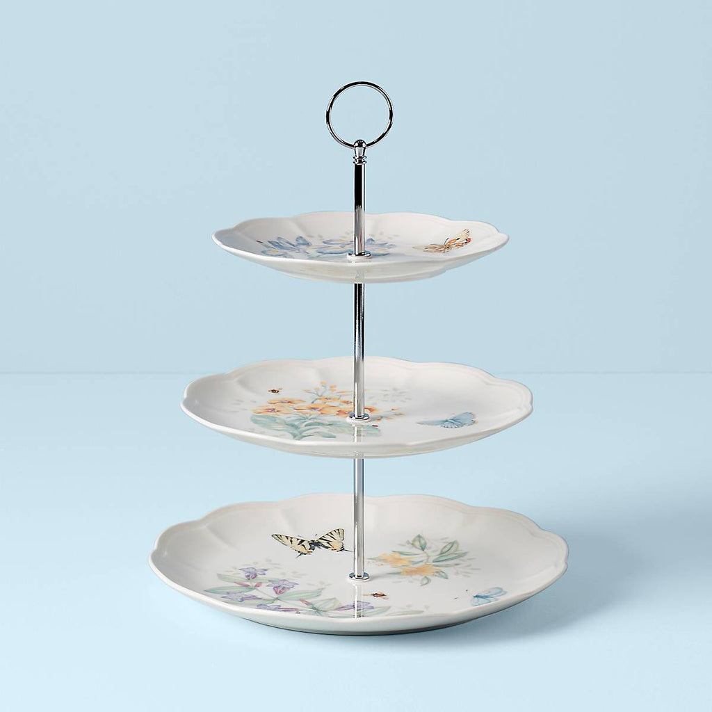 Lenox Butterfly Meadow 3-Tiered Server, porcelain
