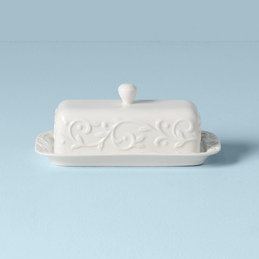 Lenox Opal Innocence Carved Butter Dish, porcelain