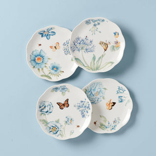 Lenox Butterfly Meadow Blue Dessert Plates, Set of 4, porcelain