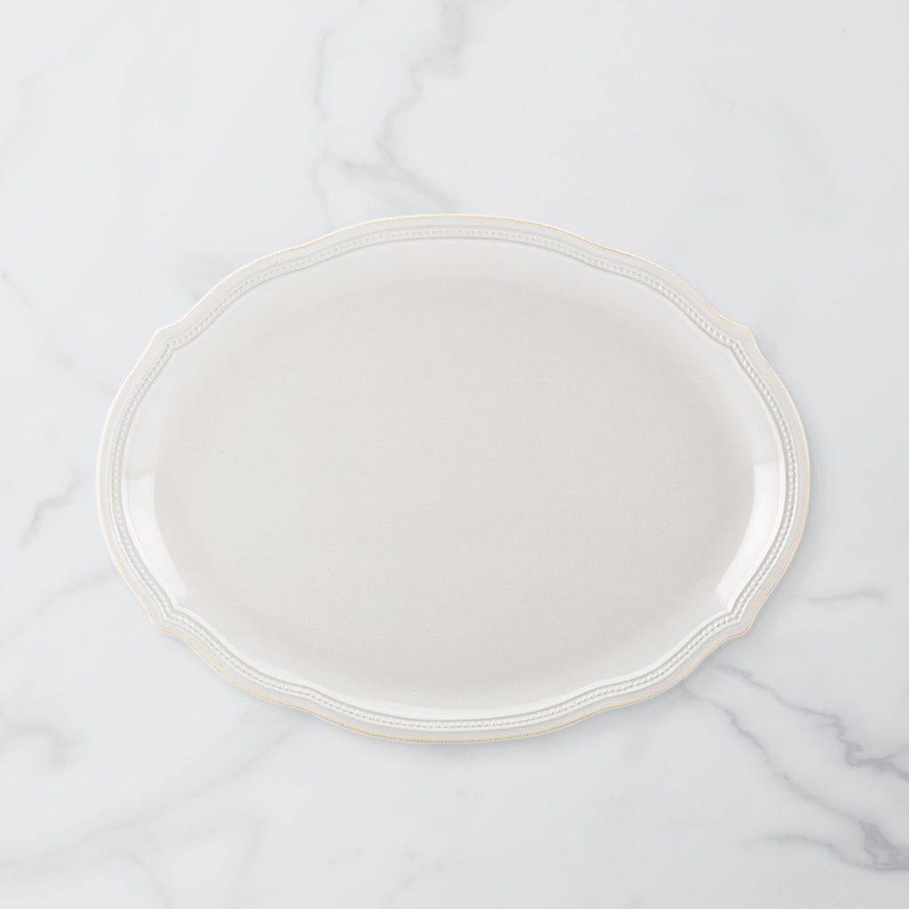 Lenox French Perle Bead White Oval Platter, stoneware