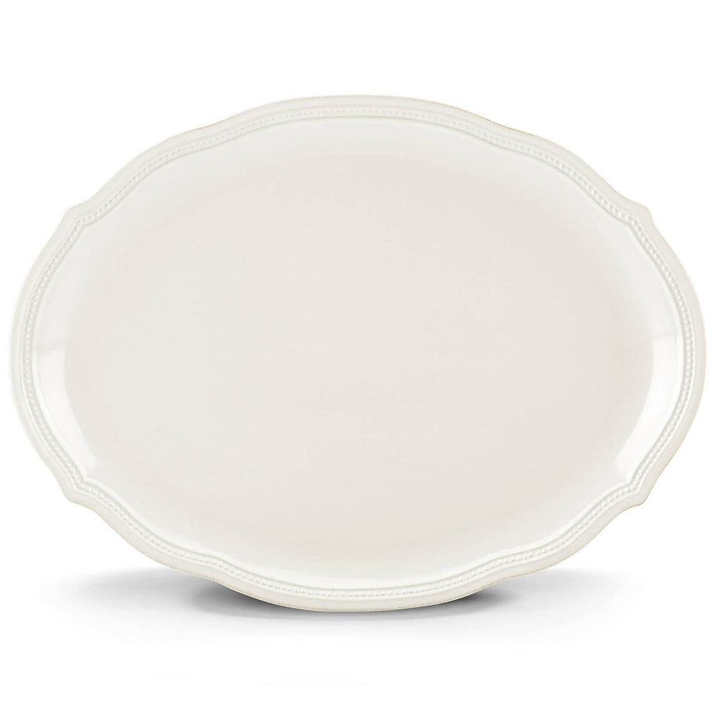 Lenox French Perle Bead White Oval Platter, stoneware (view 2)