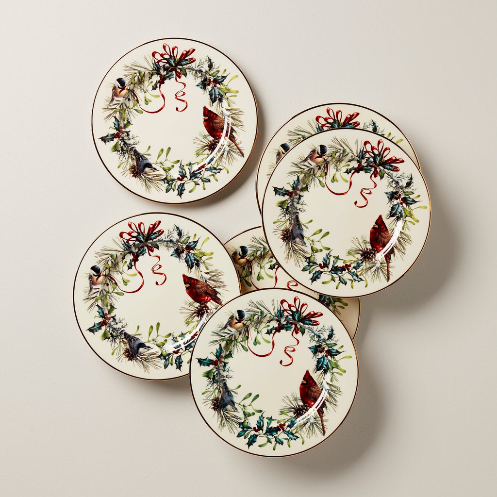 Lenox Winter Greetings Salad Plates, Set of 6, porcelain