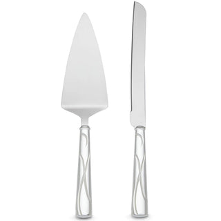 Lenox Adorn 2-Piece Cake Knife & Server Dessert Set, silverplate/zinc alloy