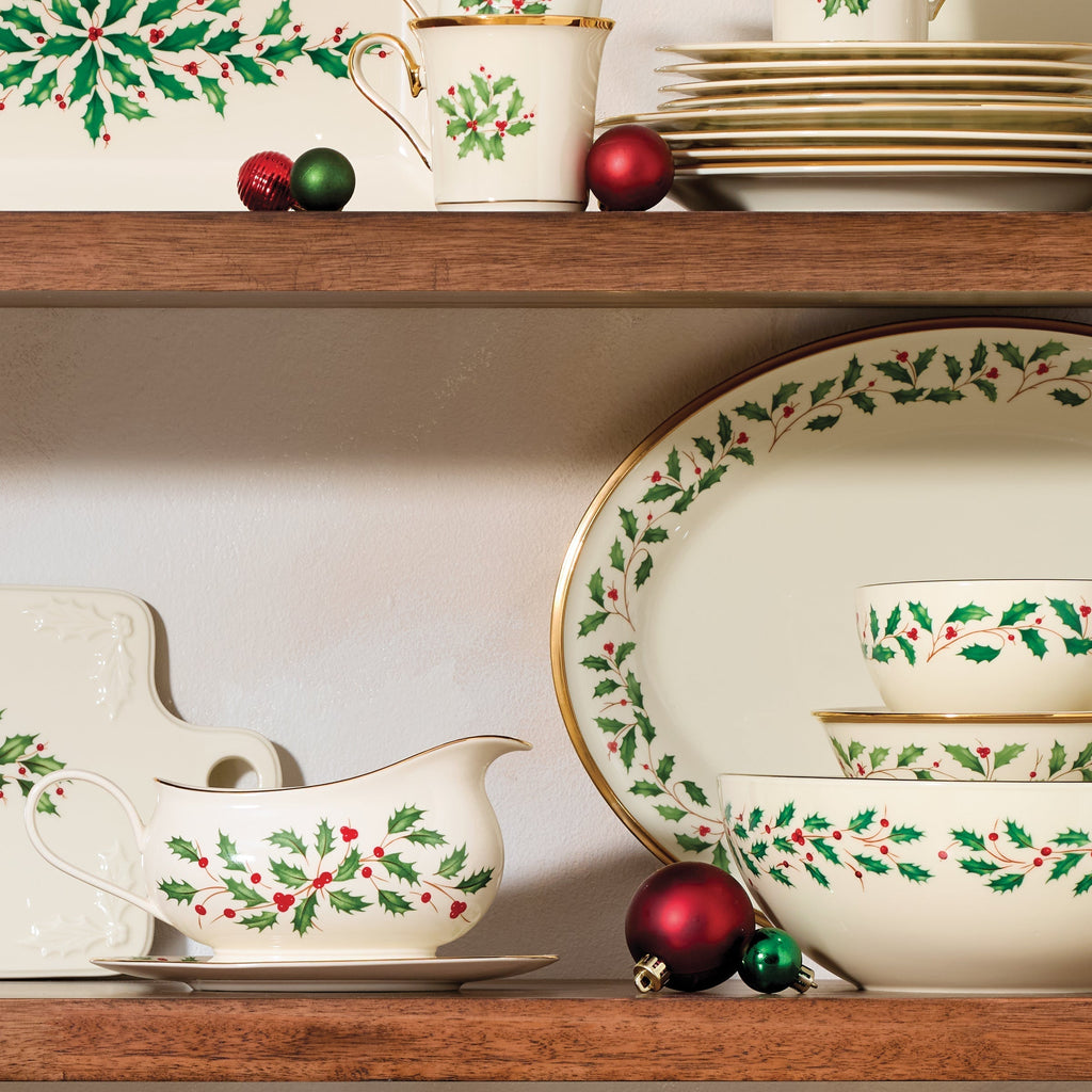 Lenox Holiday Gravy Boat & Stand, porcelain (view 2)
