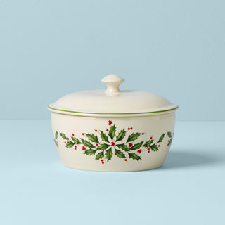 Lenox Holiday Covered Casserole Dish, porcelain