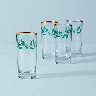 Lenox Holiday Highball Glasses, Set of 4, glass