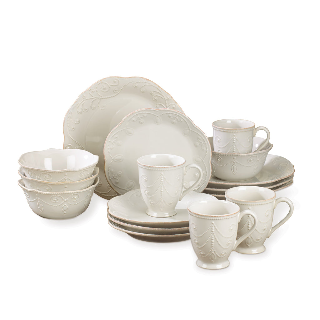Lenox French Perle White 16-Piece Dinnerware Set, stoneware