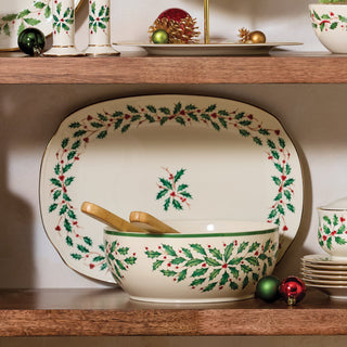 Lenox Holiday Salad Bowl & Wood Servers, porcelain (view 2)