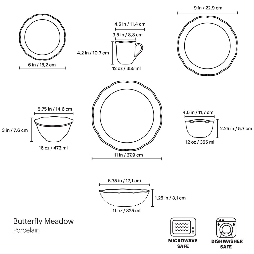 Lenox Butterfly Meadow 28-Piece Dinnerware Set, porcelain (view 19)