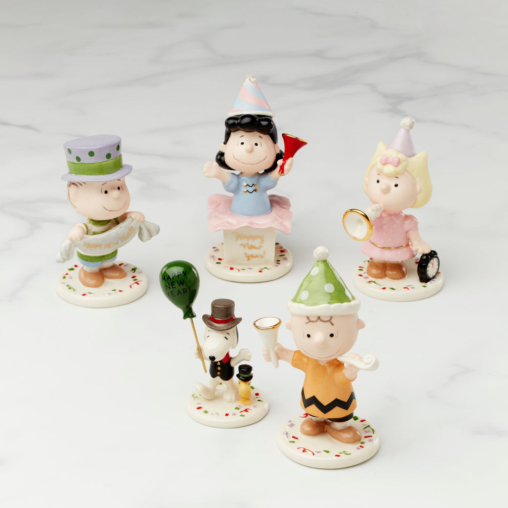 Lenox Happy New Year Charlie Brown 5-Piece Figurine Set, porcelain
