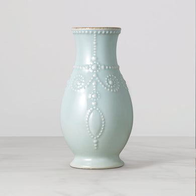 Lenox French Perle Ice Blue Fluted Vase, stoneware