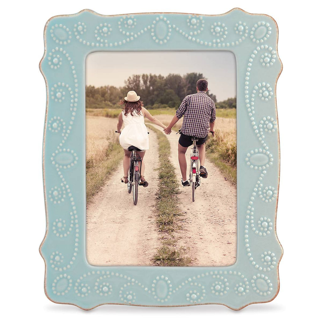 Lenox French Perle Ice Blue 5x7 Photo Frame, stoneware