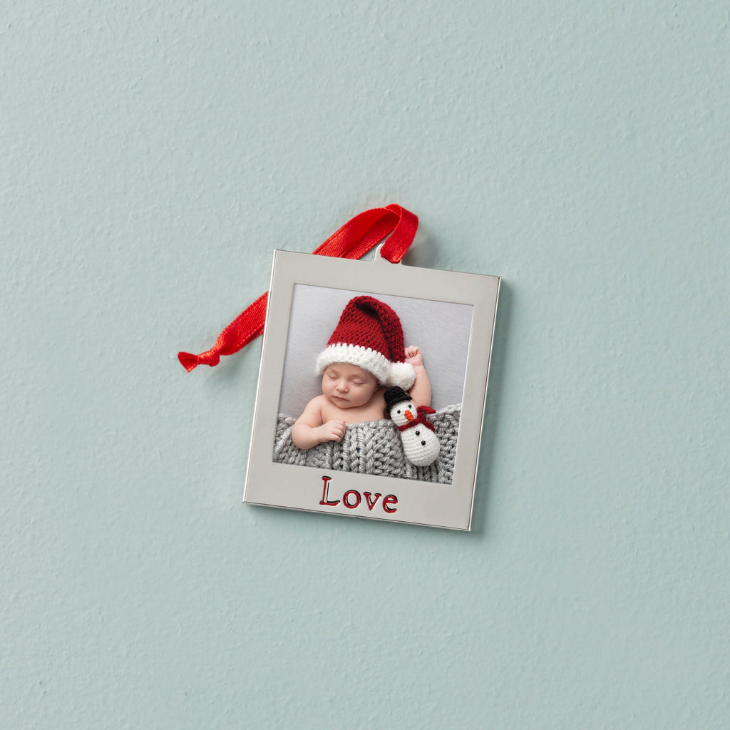 Lenox Love Photo Frame Charm Ornament, silverplate/stamped steel