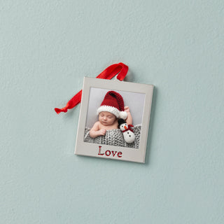Lenox Love Photo Frame Charm Ornament, silverplate/stamped steel