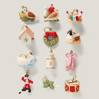 Lenox Twelve Days Of Christmas 12-Piece Mini Ornament Set, porcelain