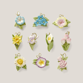 Lenox Celebrate Flowers 10-Piece Mini Ornament Set, porcelain