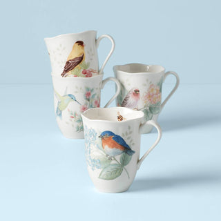 Lenox Butterfly Meadow Flutter Mugs, Set of 4, porcelain