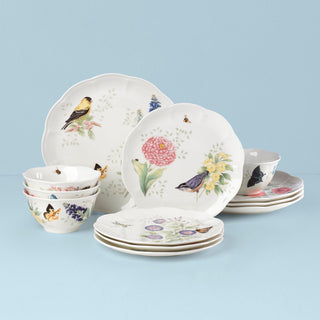 Lenox Butterfly Meadow Flutter 12-Piece Dinnerware Set, porcelain