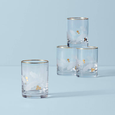 Lenox Holiday Gold Double Old-Fashioned Glasses, Set of 4, glass