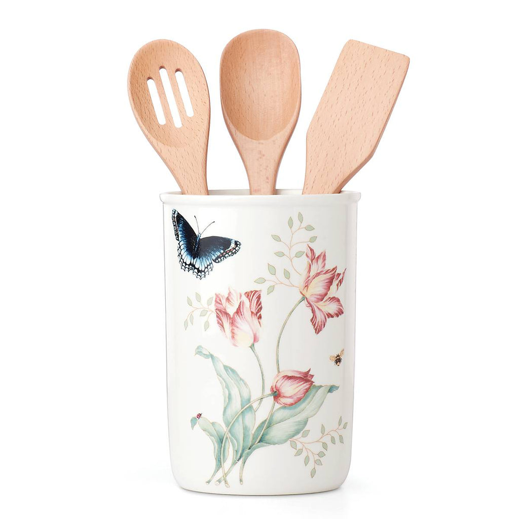 Lenox Butterfly Meadow 4-Piece Utensil Holder Set, porcelain (view 3)