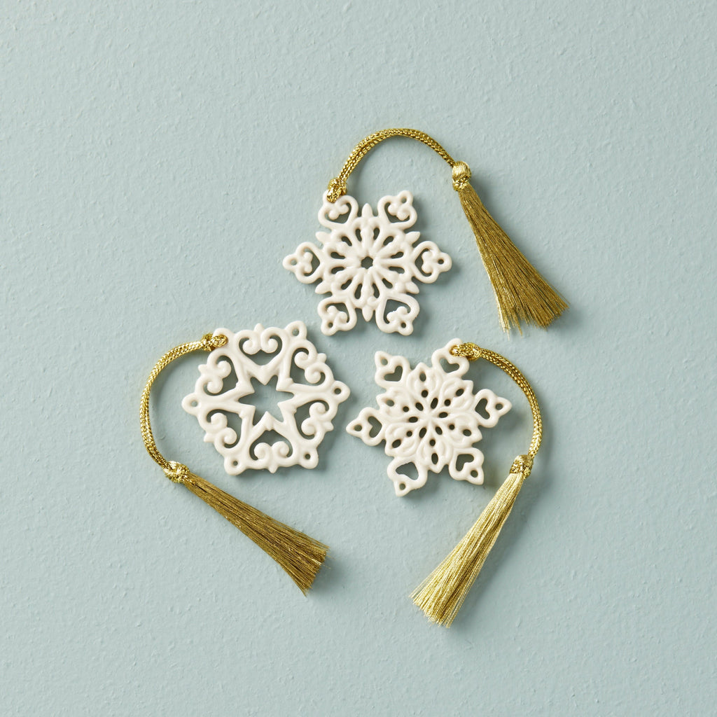Lenox Mini Snowflake 3-Piece Ornament Set, porcelain