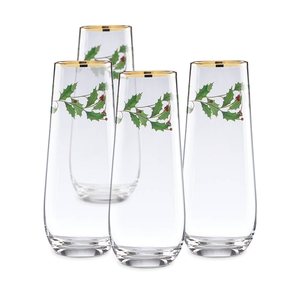 Lenox Holiday Stemless Flute Glasses, Set of 4, glass (view 2)