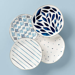 Lenox Blue Bay Dessert Plates, Set of 4, porcelain