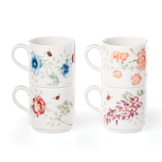 Lenox Butterfly Meadow Stacking Mugs - Set of 4, porcelain (view 4)