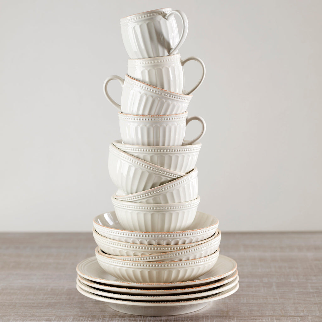 Lenox French Perle Groove White Latte Mugs, Set of 2, stoneware (view 3)