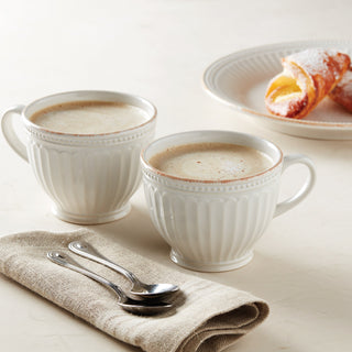 Lenox French Perle Groove White Latte Mugs, Set of 2, stoneware (view 2)