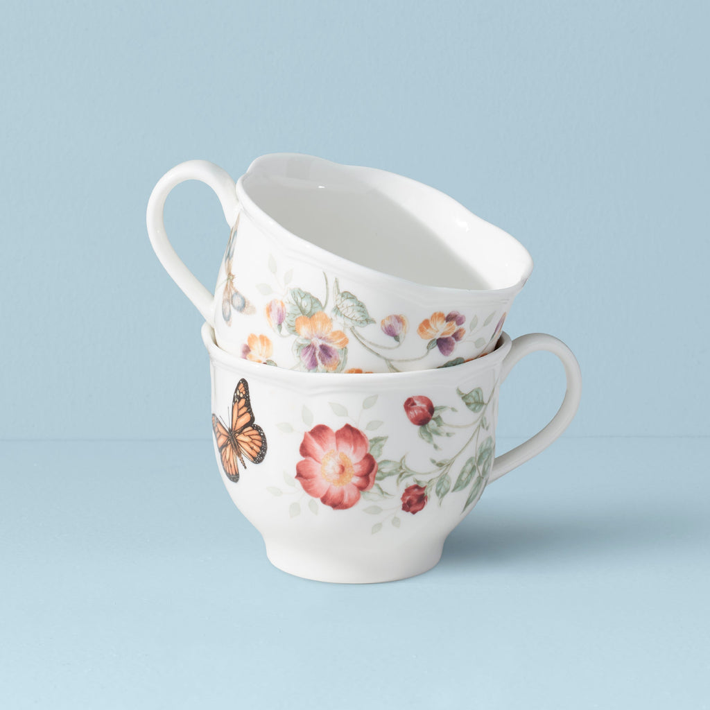 Lenox Butterfly Meadow Latte Mugs, Set of 2, porcelain