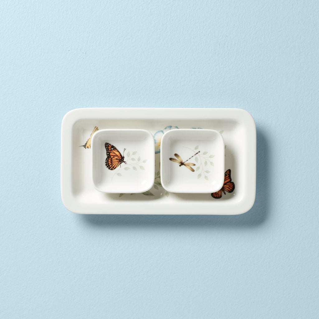 Lenox Butterfly Meadow Sushi Plate & Bowls, porcelain