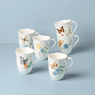 Lenox Butterfly Meadow Mugs, Set of 6, porcelain