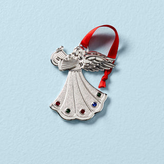 Lenox Jeweled Angel Charm Ornament, silverplate/nickel