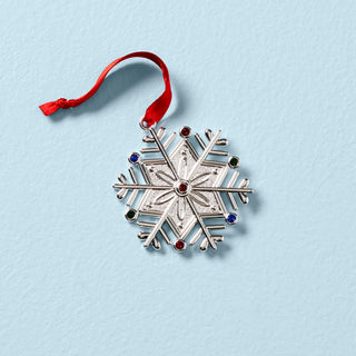Lenox Jeweled Snowflake Charm Ornament, silverplate/nickel