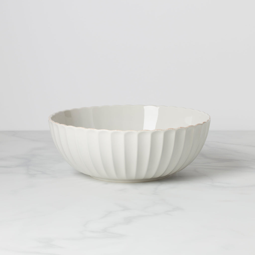 Lenox French Perle Scallop White Serving Bowl, stoneware