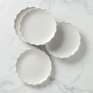 Lenox French Perle Scallop White Accent Plates, Set of 4, stoneware