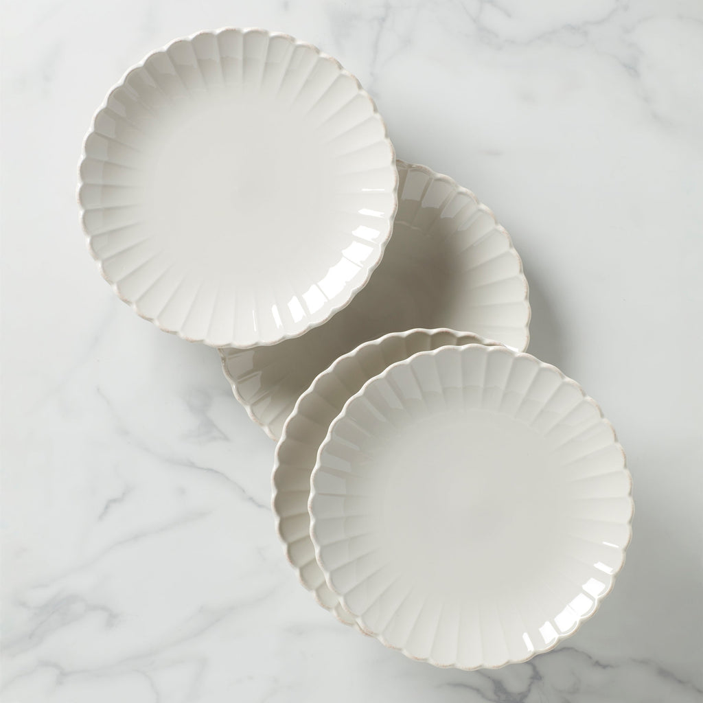 Lenox French Perle Scallop White Dinner Plates, Set of 4, stoneware